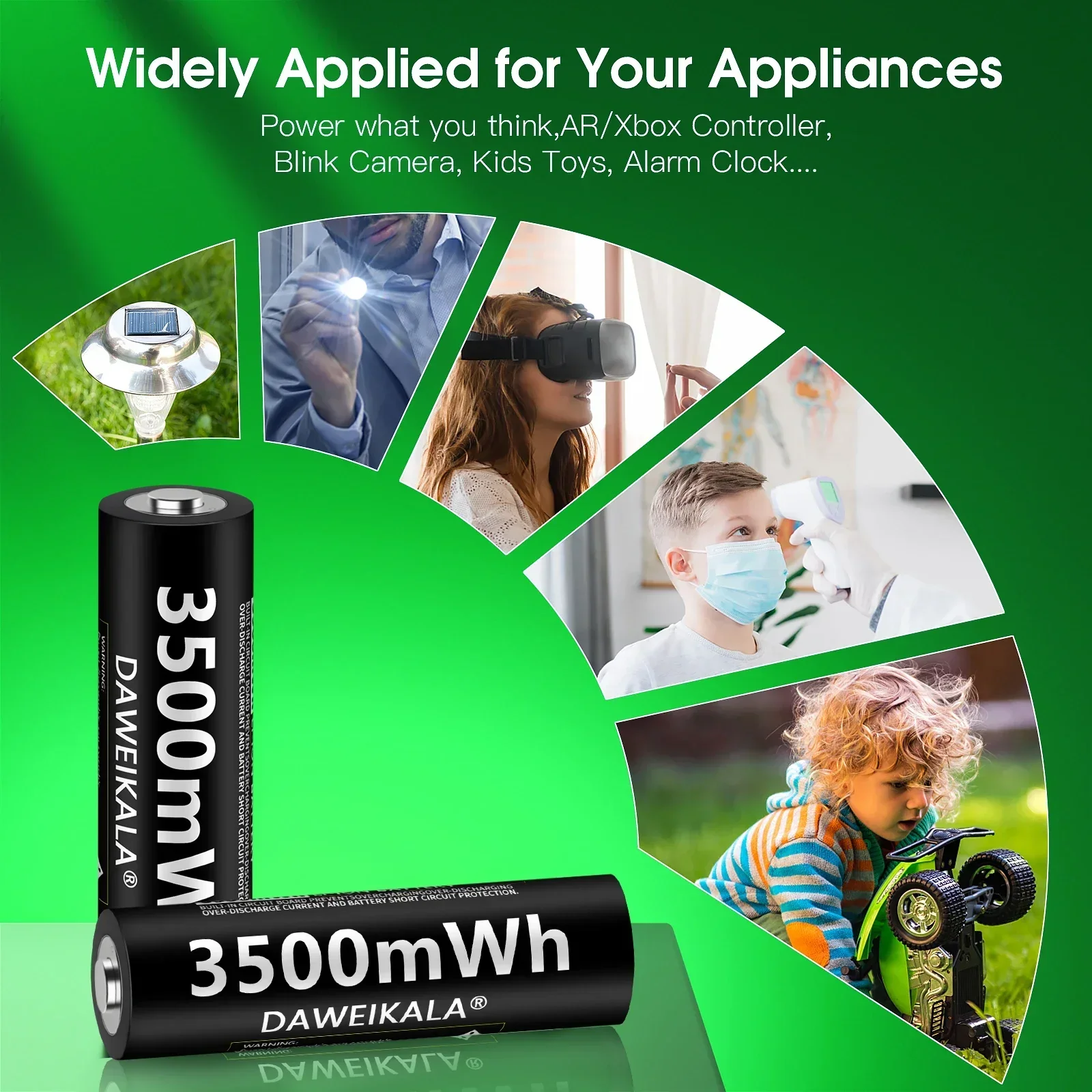 قدرة عالية 3500mWh 1.5V AA بطارية ليثيوم أيون AA بطاريات قابلة للشحن لعبة التحكم عن بعد بطارية ضوء شحن سريع