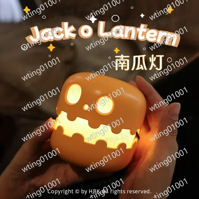 for Halloween Pumpkin Head Night Light Rechargeable Funny Atmosphere Lamp Dormitory Bedside Decor