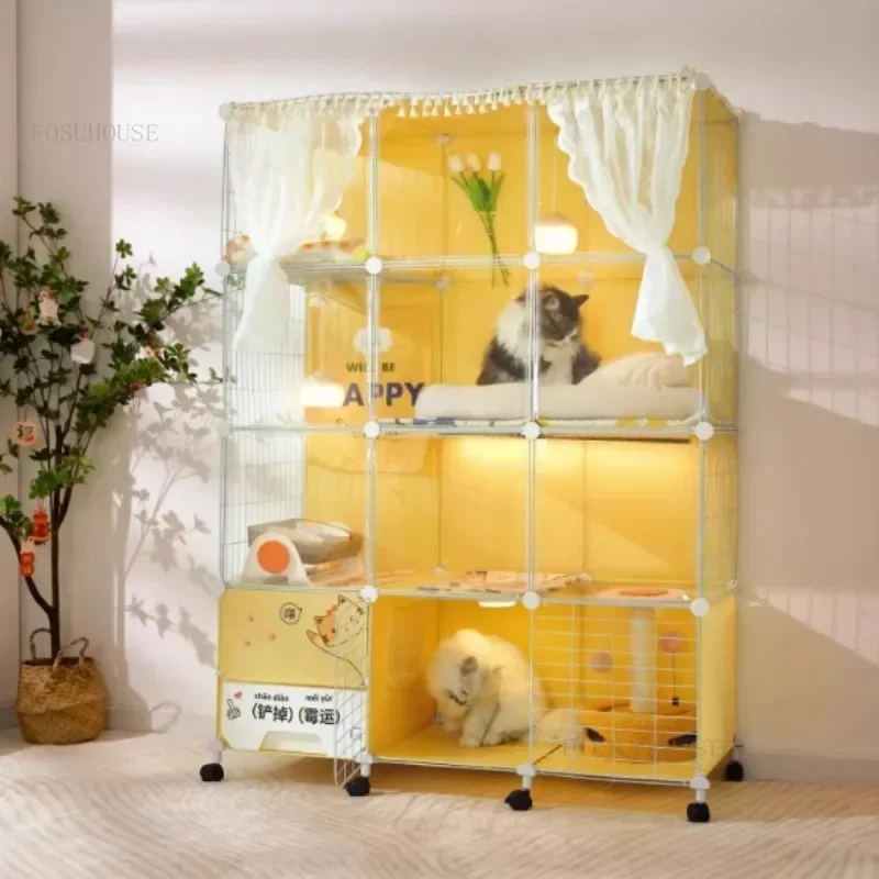 

Plastic Cat Villa Cat Cage with Litter Box Home Pet Supplies Indoor Super Large Free Space Big House Pet Cage for Cats F