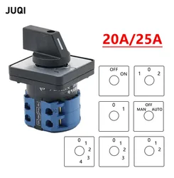 LW26-20A/25A Transfer switch 2 floors LW26 Series 2/3/4 Position 8 Terminals Universal Rotary Selector Cam Changeover Switch