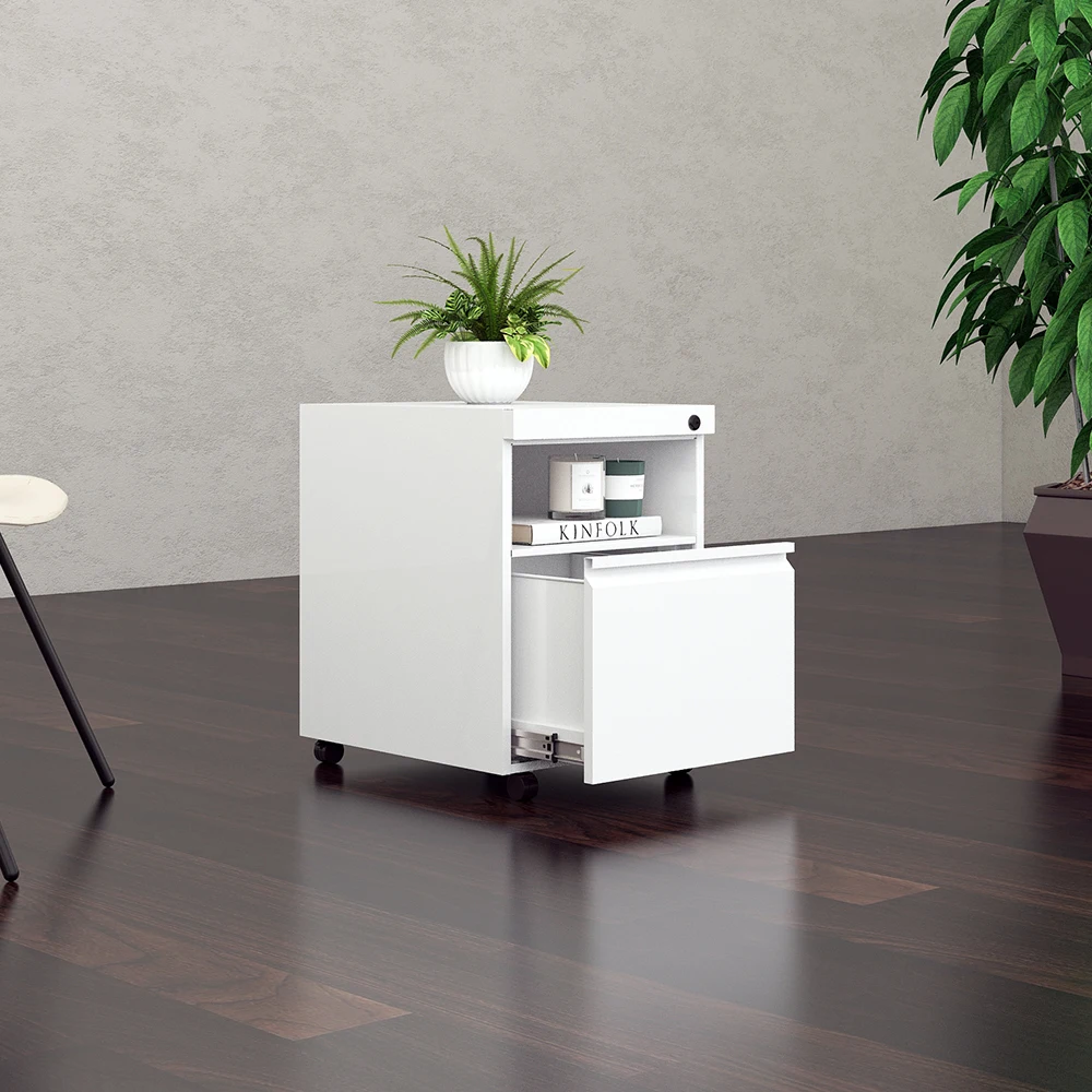 

OMNI Fire-Resistant Metal Filing Cabinet With Doors Standard Size Mobile Pedestal 2 Layer Office Cabinet Steel Under Desk