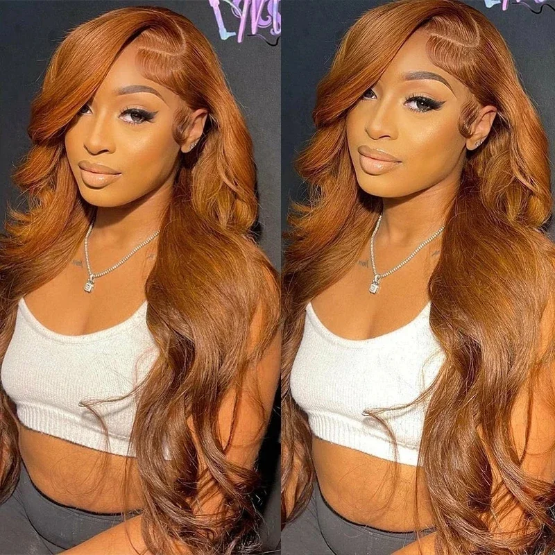 Body Wave Ginger Synthetic Hair Lace Front Wig 26 Long Fiber Wave Front Wig for Stylish Women Glue Free