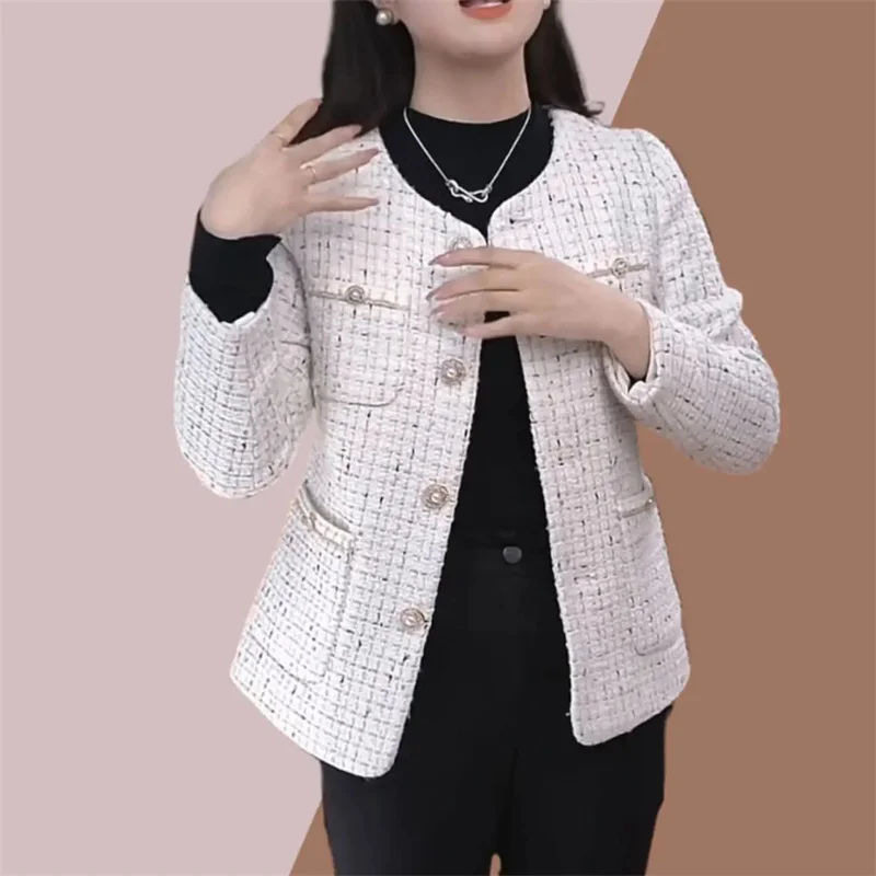 High grade Short Women Jacket 2023 Autumn New Korean Long Sleeve Small Fragrance Style Casual Elegant Outwear Female Tops