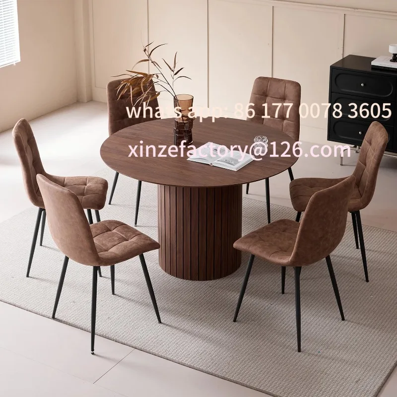 طاولة طعام مستديرة قابلة للتخصيص/طاولة نورديك تتسع لـ 4 إلى 6 أشخاص، غرفة طعام دائرية بقاعدة خشبية، طاولة عشاء المطبخ #6