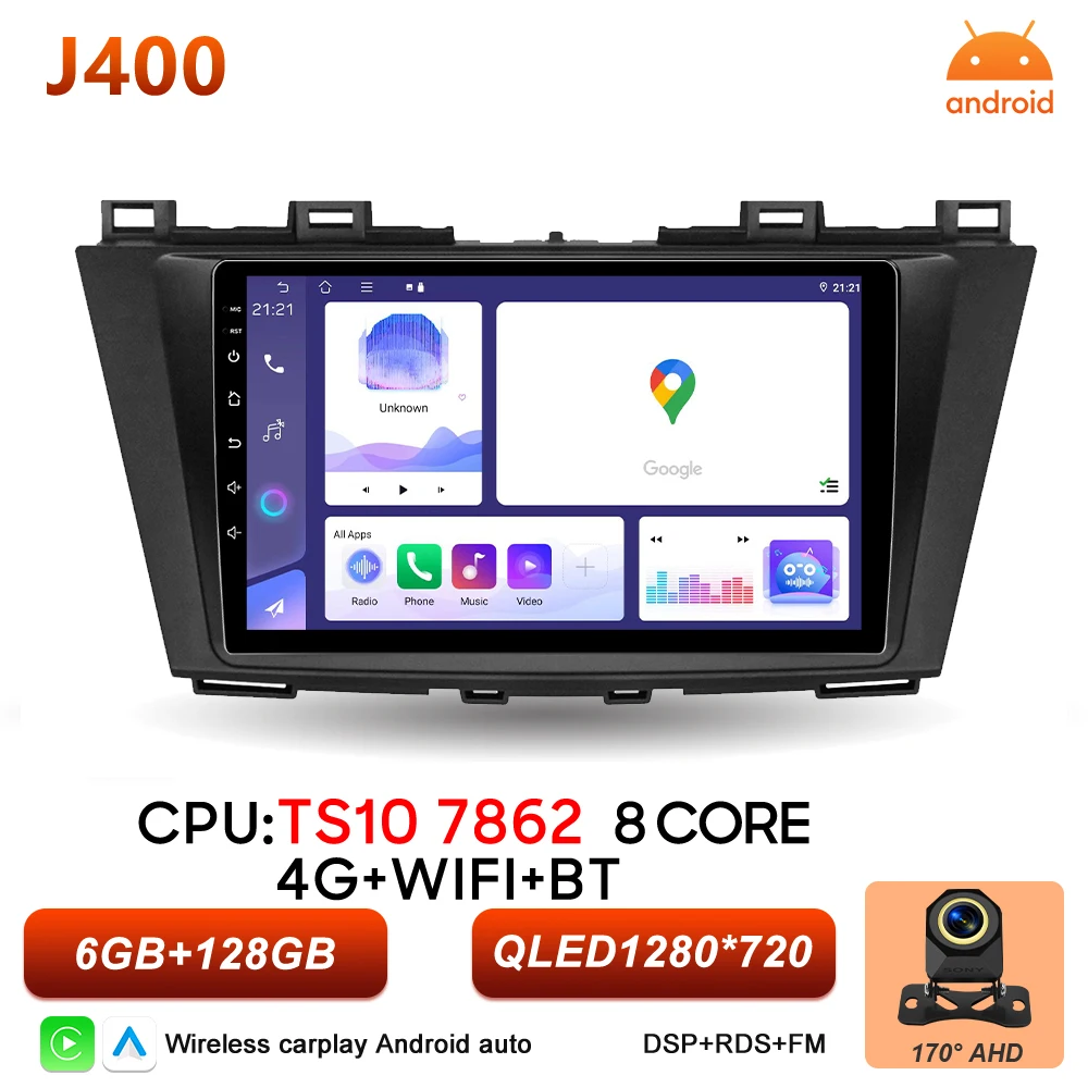 2Din Android 16 Auto autoradio voor Mazda 5 CW 2010 2011 2012 2013 2014 2015 Carplay Navigatie Video Multimedia Speler DSP Stereo