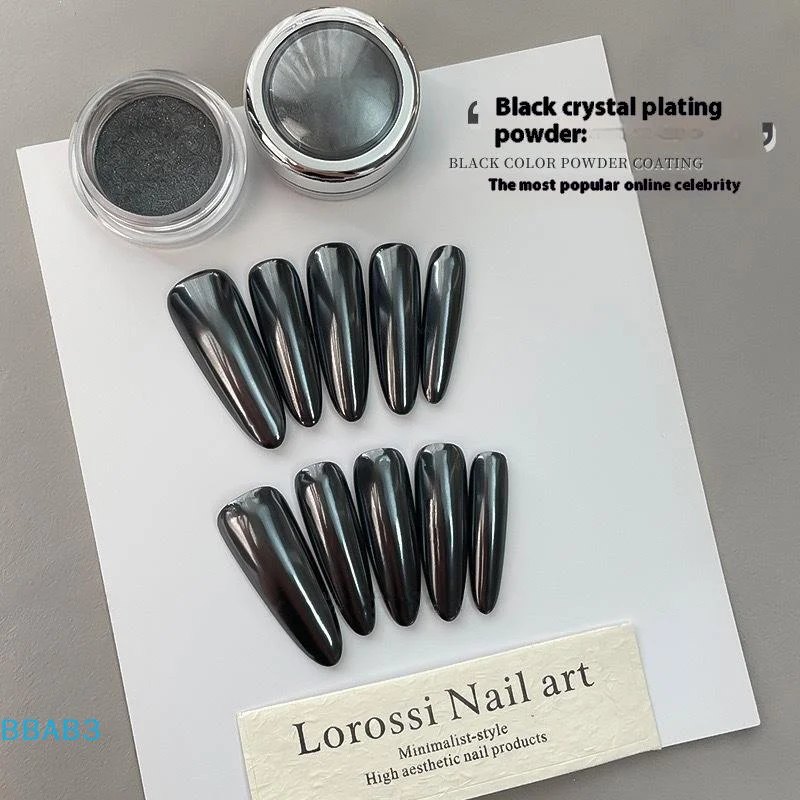 【B】pendiente de uñas con brillo recubierto de cristal negro, decoración de uñas, suministros de manicura para salón de uñas