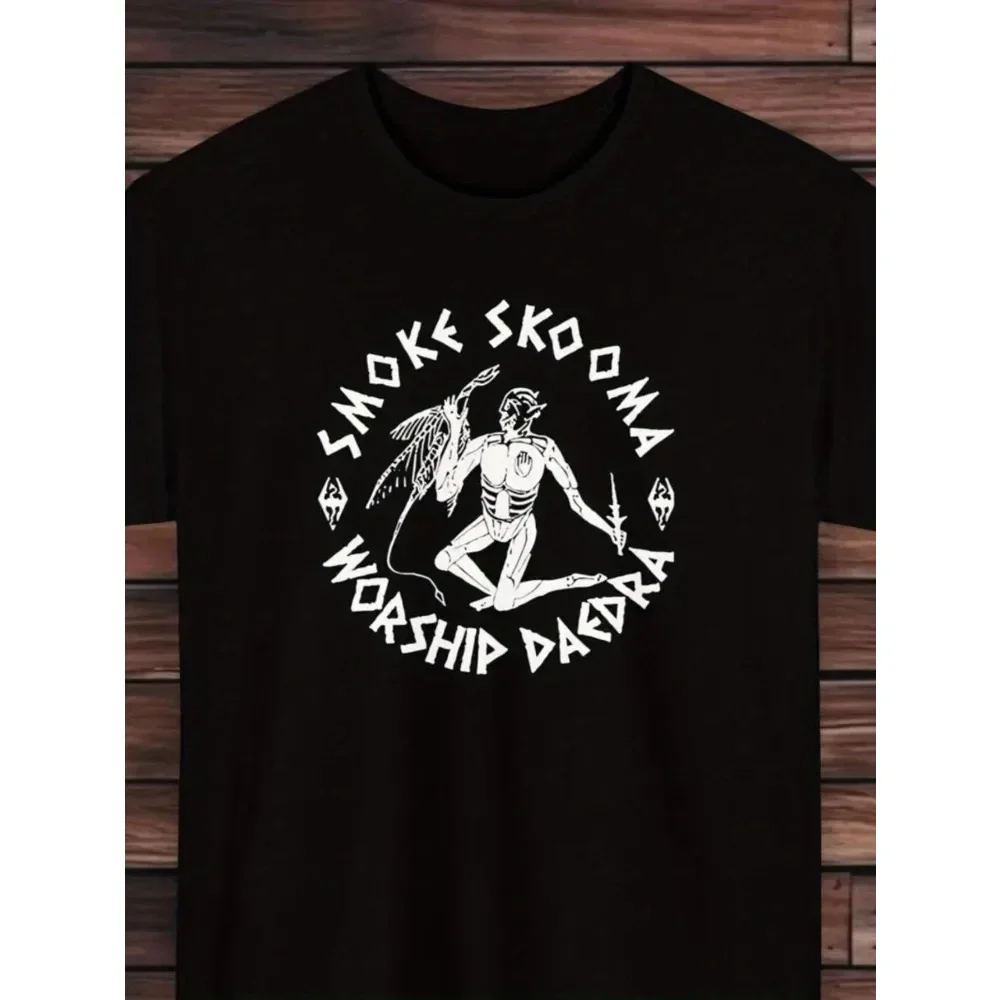 

Men'S Skyrim Dragonborn & Daedra Worship Graphic T-Shirt - Official Elder Scrolls V: Skyrim Gaming Tee, Black Regular Fit