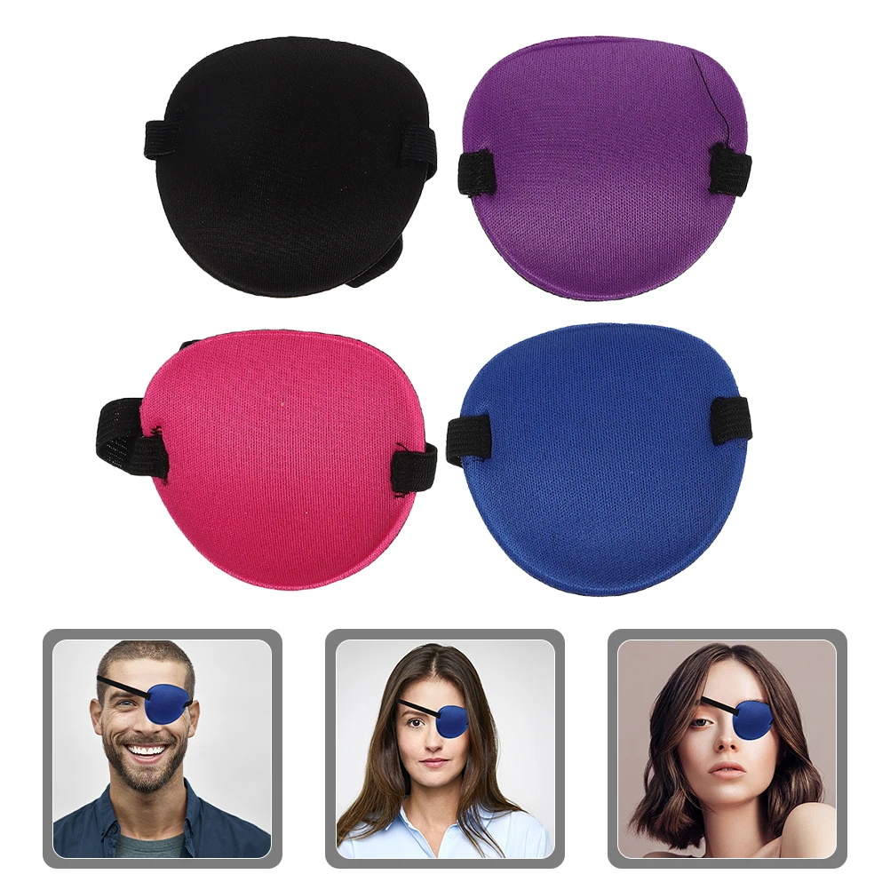 4pcs Amblyopia Eye Mask Adult Kids Strabismus Eye Training Single Eye Patch Cover Adjustable Eyeshade Filled