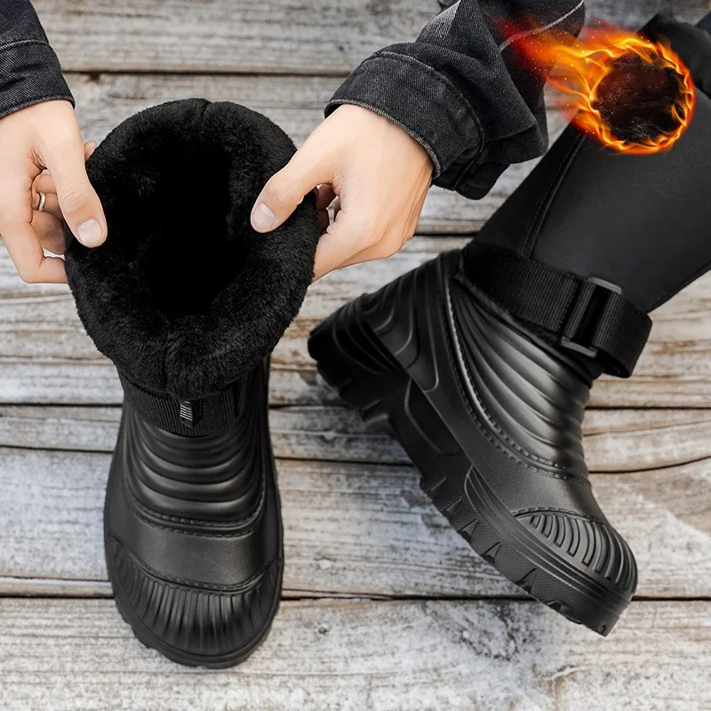 Men's New Snow Boots for Autumn and Winter, Fleece-Lined and Thickened, Cold-Proof, Outdoor Warm, Waterproof, Anti-Skiing, Hiking view 4