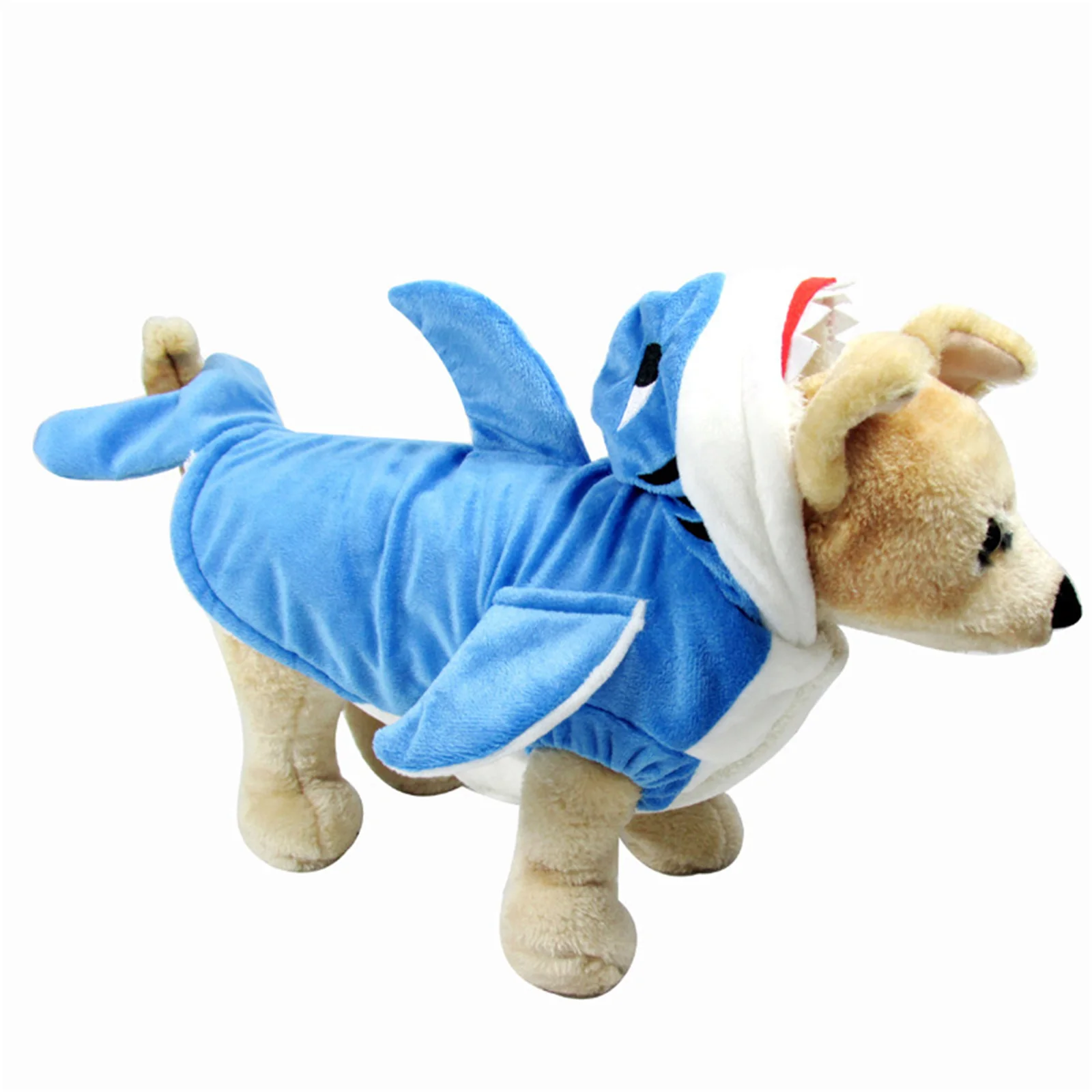 Shark Cosplay Costumes For Pet Adorable Blue Shark Animal Fleece Hoodie Halloween Costume Christmas Dress Funny Dog