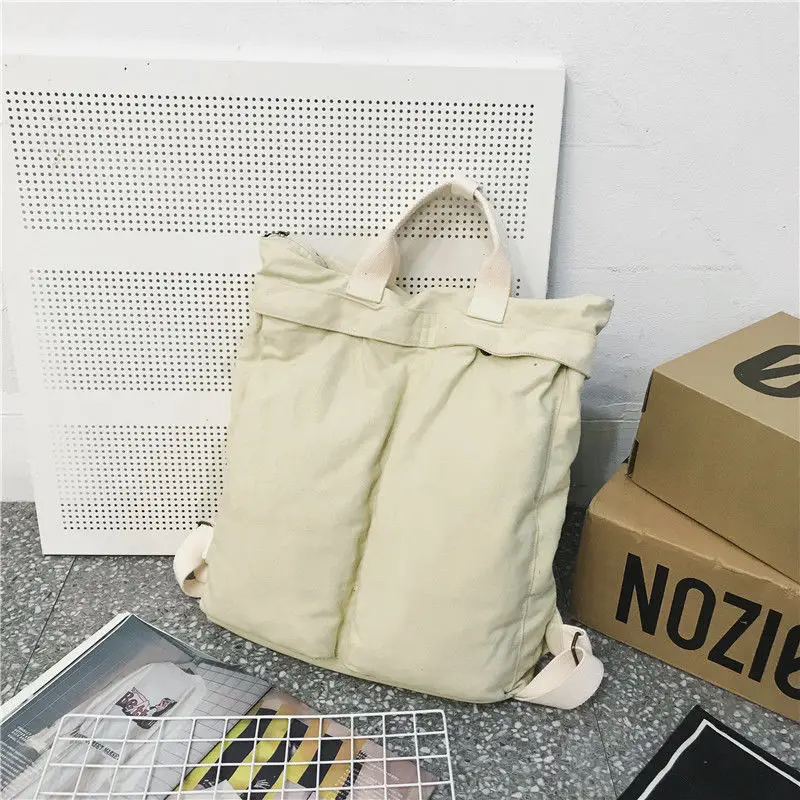 Lazy Wind Canvas Literary Backpack Female Korean Fashion Student Backpack Leisure Travel Backpack Large Capacity