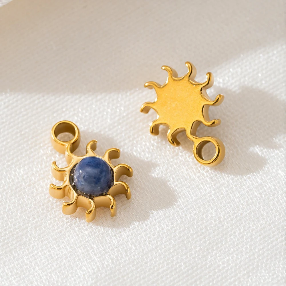 5 Stück/Set Edelstahl Goldfarben Sonnen-Anhänger für DIY Damen-Halsketten Schmuckherstellung Charms Zubehör Komponenten – Detail 5
