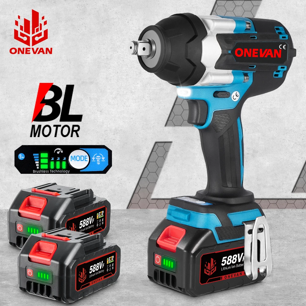 Onevan-ワイヤレス電動インパクトレンチ1800n.m,ブラシレスモーター,ドライバーレス電動工具,リチウムイオン電池,マキタ18vバッテリー用