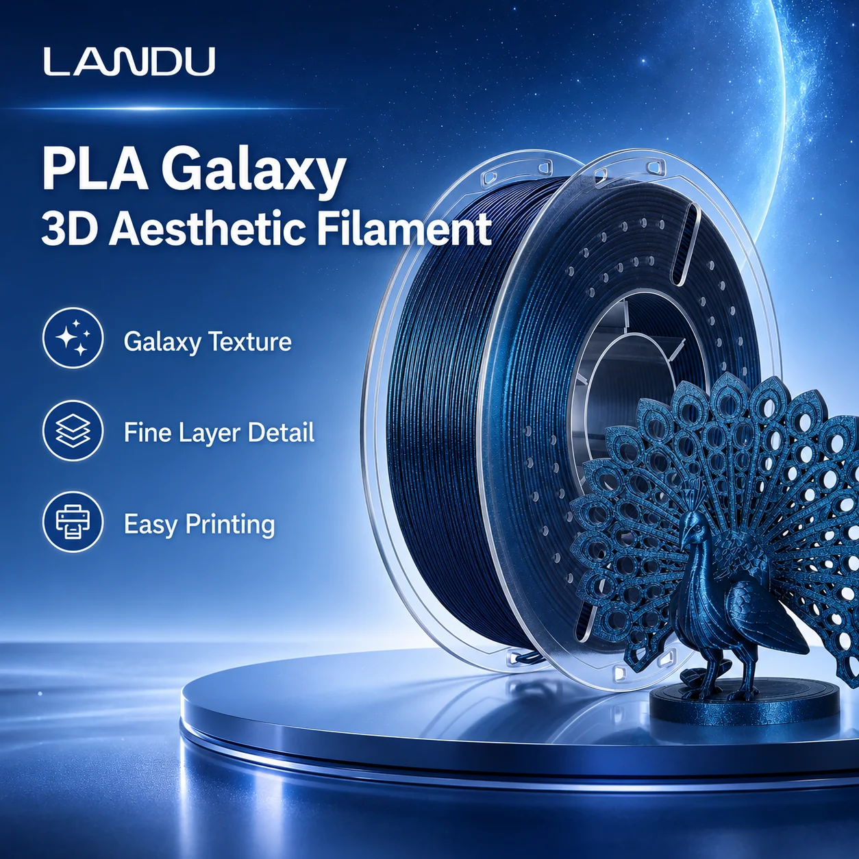 LANDU Chameleon PLA Filament 1.75mm Burnt Titanium 1KG 3D Printer Filament Cardboard Spool(2.2lbs) Fits For Most FDM 3D Printer