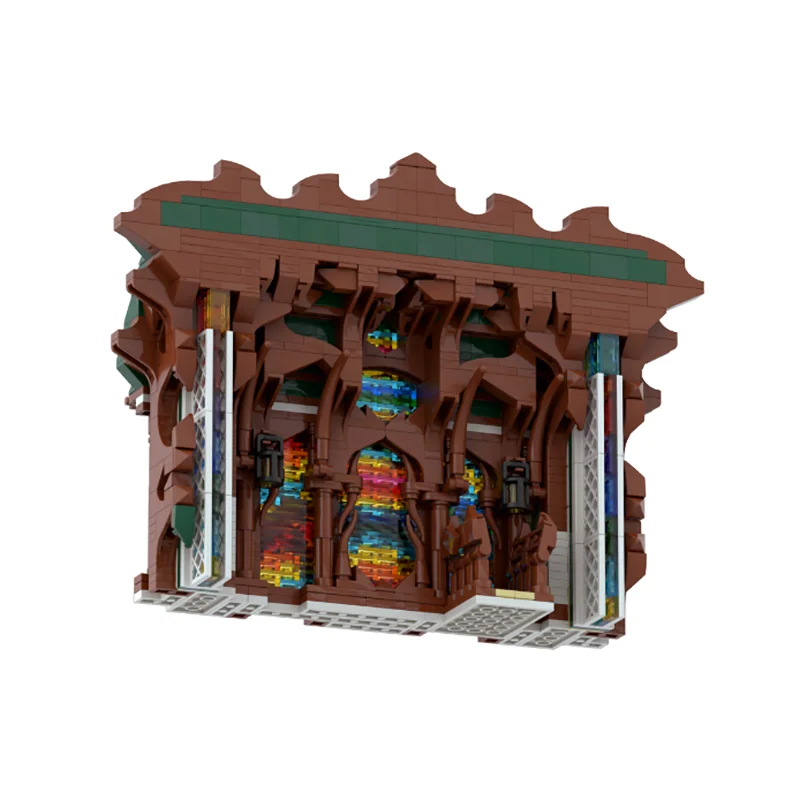 Modelo Medieval Moc, ladrillos de construcción, poción, casa, castillos verdes y rojos, bloques tecnológicos, juguete DIY de Navidad, regalos de construcción