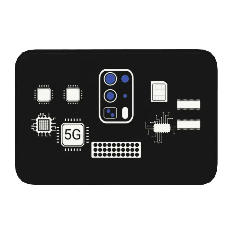 Custom 5G CPU Computer Motherboard Doormat Mat Anti-Slip Cpu Chip Tech Bath Kitchen Balcony Rug Carpet 40*60cm