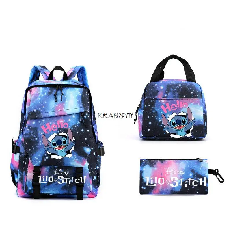 Lilo And Stitch Backpack 3pcs Teenager Girls Boys Kawaii Women Men Backpack Student Waterproof School Laptop Mochilas