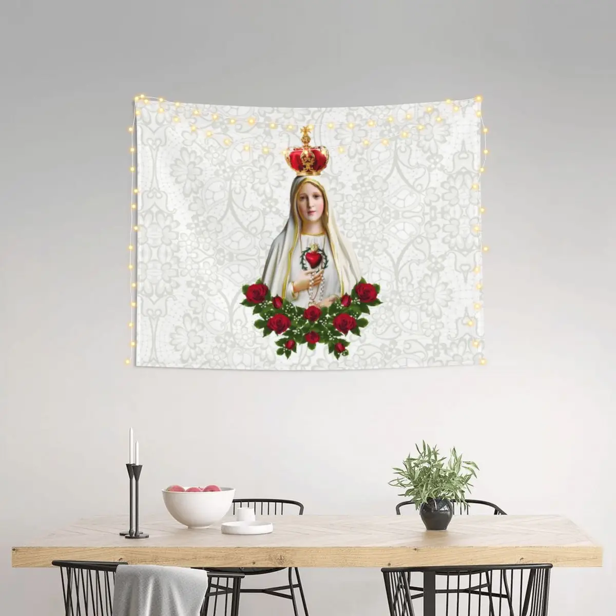 Custom Our Lady Of Fatima Mary Tapestries for Table Cloth Portugal Rosary Catholic Hippie Wall Hanging Tapestry Home Decoration