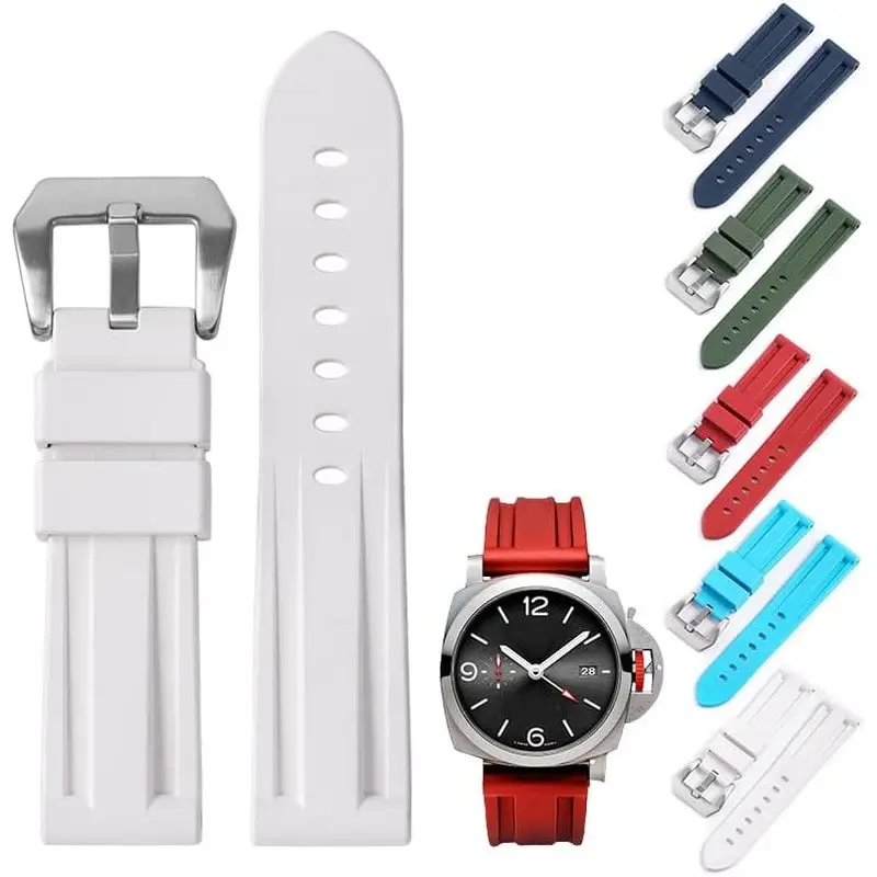22mm 24mm 26mm Rubber Watch Strap for Panerai Silicone Strap for SUBMERSIBLE PAM441/351/111 Watchband Bracelet Soft Sport Bands
