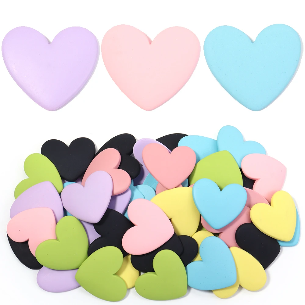 

10Pcs 33x36mm Kawaii Flatback Resin Heart Cabochon DIY Handmade Hair Bow Home Decoration Headwear Accessories