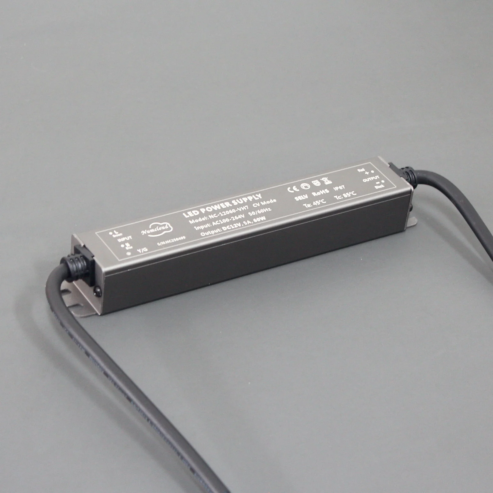 C.V DC12V/24V 60W slim LED driver switching power supply lighting transformer waterproof IP67 universal AC100-265V