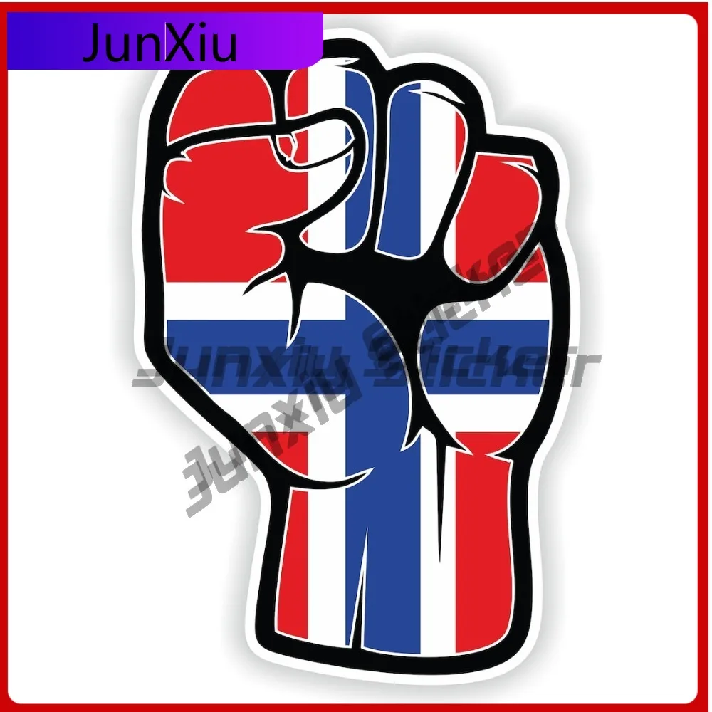 

Norway Flag Fist Hand Sige Vinyl Sticker Anti Scratch Decor Graphic Car Scratch Cover Rv Stickers Motorcycle Cup Decals Waterpro