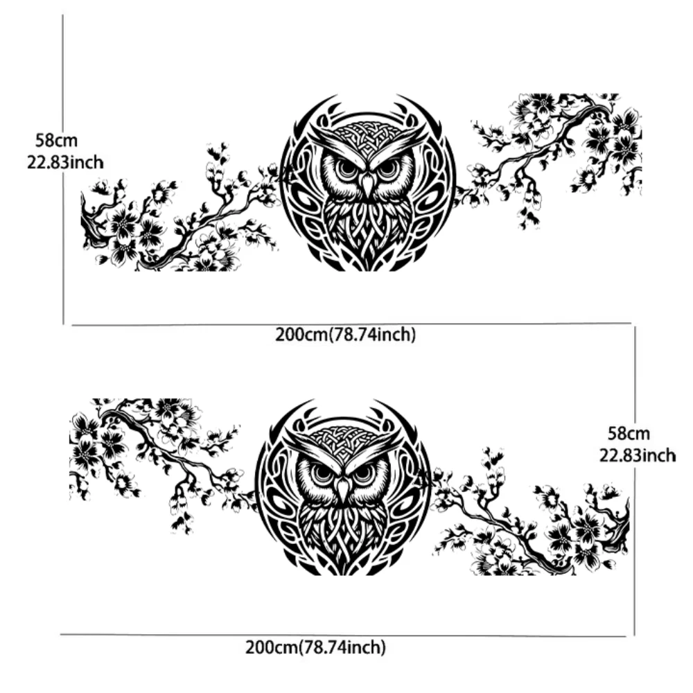 2PCS Minimalist line pattern owl flower branch sticker car sticker full body floral decoration covering scratches protect car st