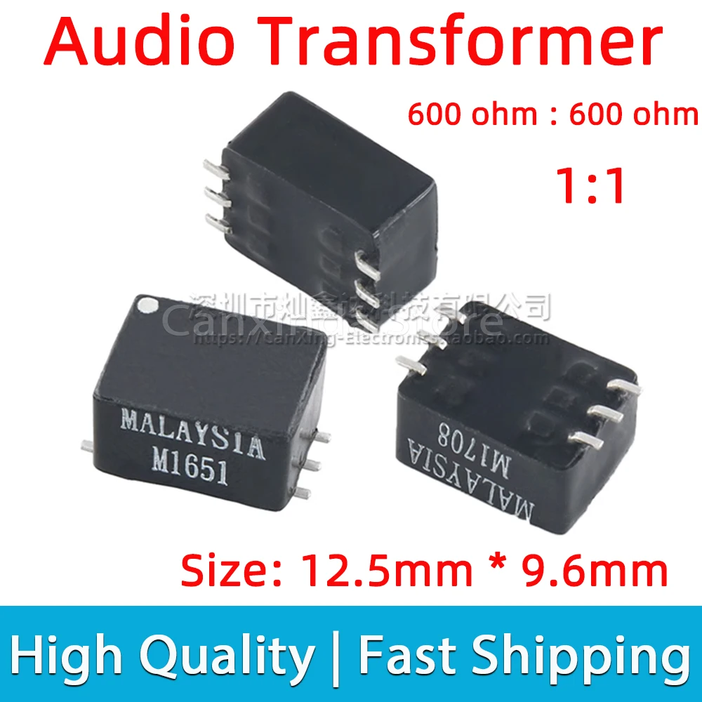 

2pcs SMD Digital Audio Transformer Impedance 600 ohm : 600 ohm Inductance 7mH Turns Ratio 1:1 isolation Isolator Transformer