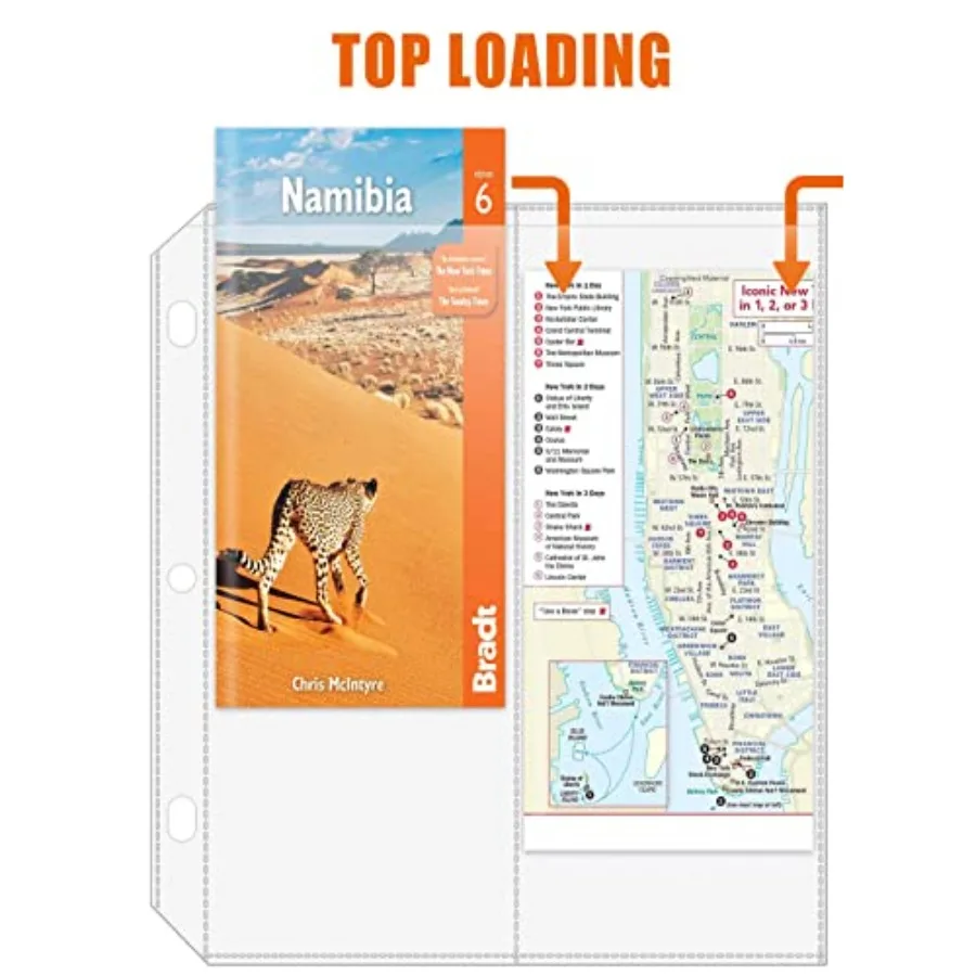 Mangas de mapa dobradas, envelopes protetores de mapa, página para suporte de folheto de 3 anéis com bolsos de 4,5 "x 11", 20 peças
