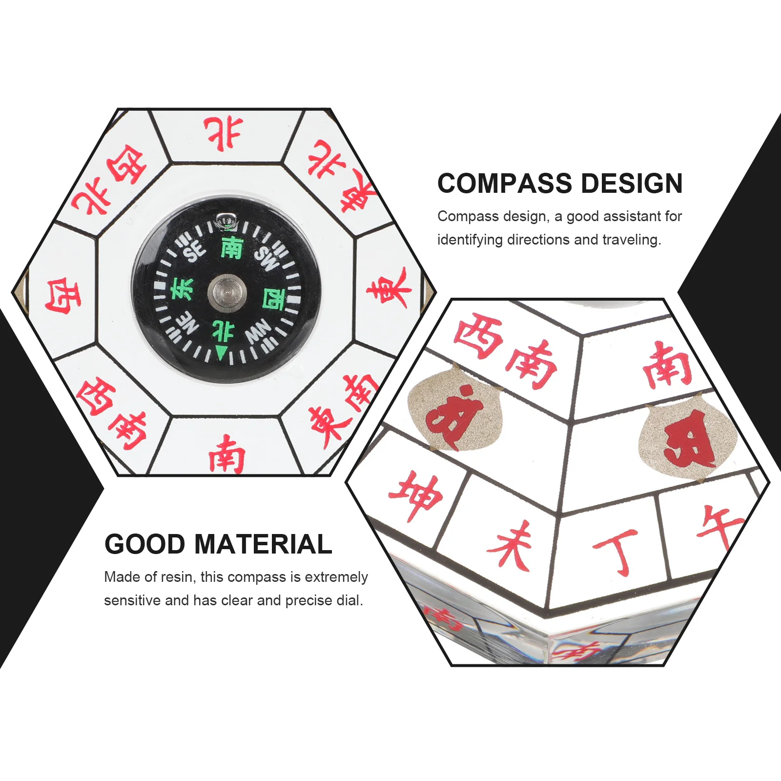 

Chinese Feng Shui Compass Portable Resin Outdoor Compass for Hiking Camping Survival Traditional Pan Ancient Divination Tool