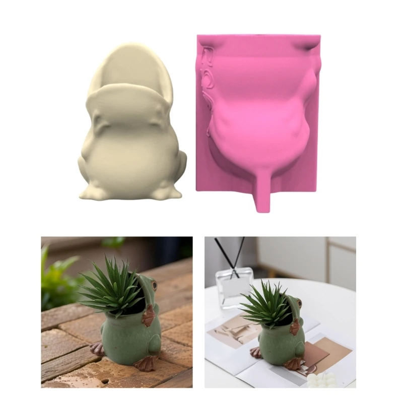 Succulent Plant Pots Silicone Mould Frogs Multifuntional Handmade Planter Moulds for Epoxy Resin Concrete Casting