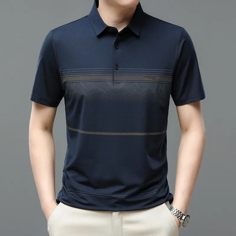 2023 Fashion Brand Polo Shirt Men Short Sleeve Cool Summer Striped Clothing Luxury Korean Style Male Polo Shirt