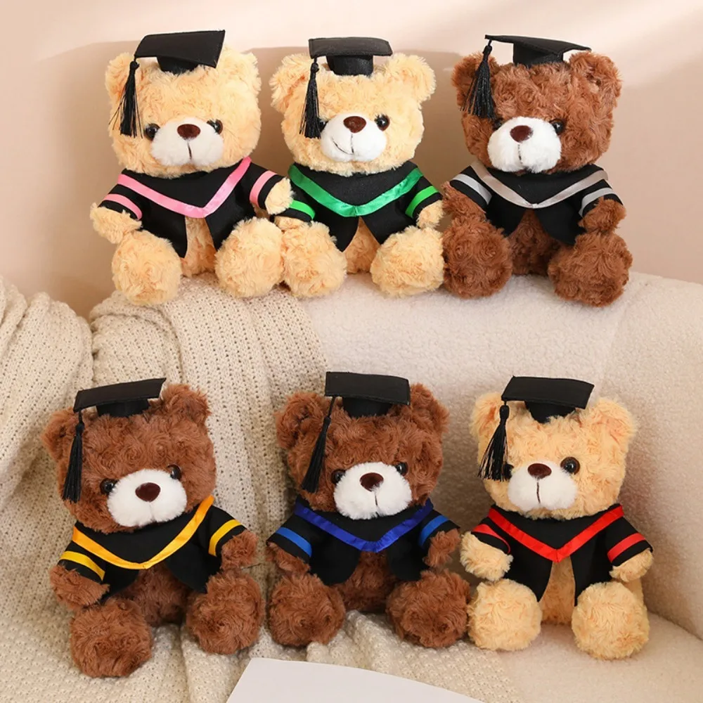 New 23cm Teddy Bear Doll Small Graduation Gown Sitting Bear Doll Graduate Graduation Gift Students