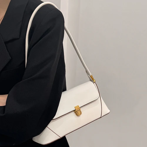 Imagen 2 del producto Bolsos de hombro de cuero PU para mujer, bolsos de mano femeninos con solapa, diseñador de tendencia, estilo francés, moda