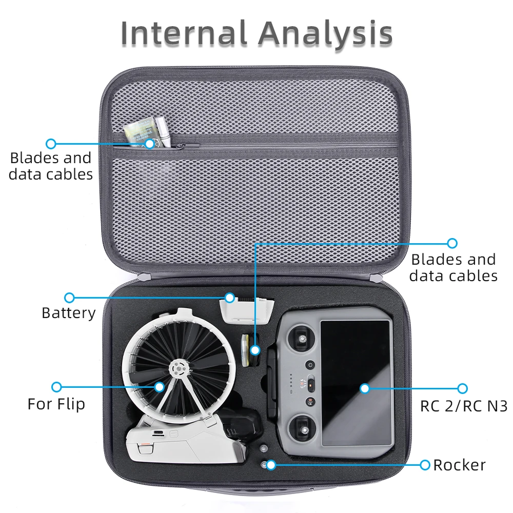 

​Portable Shoulder Bag for DJI Flip Fly More Combo Support RC 2 and RC N3 Remote Controller Accessories Storage Case Gray