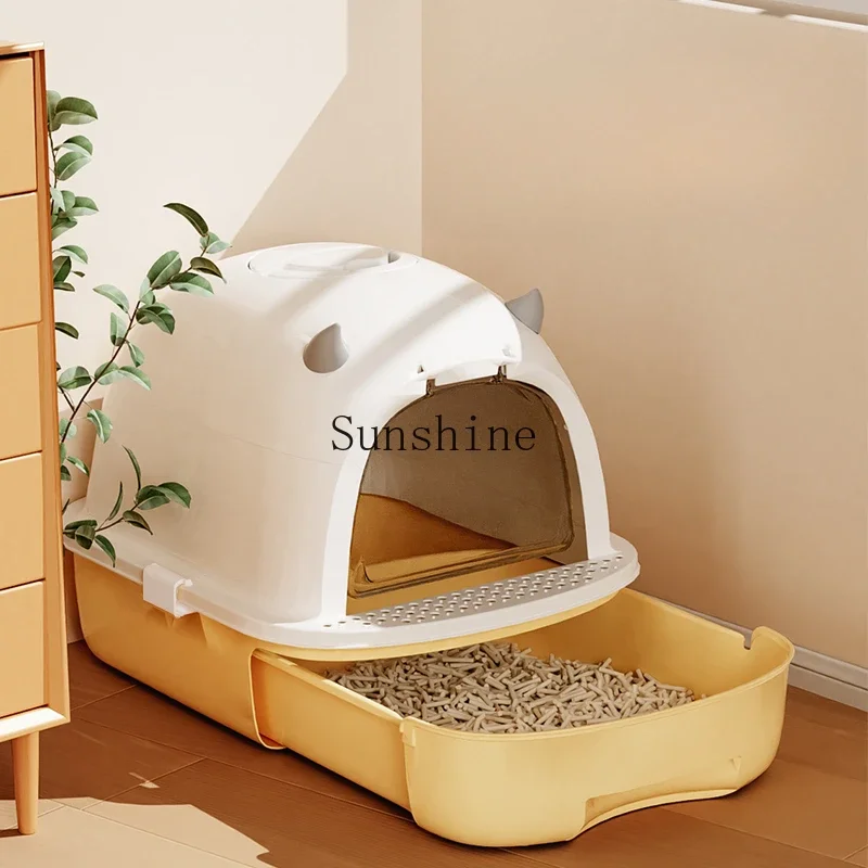 Cat litter box fully semi-closed oversized drawer open splash-proof toilet