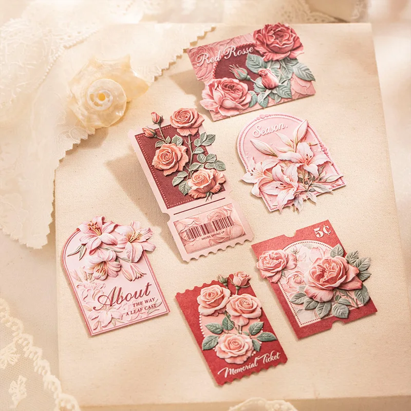 Imitation 3D Relief Sticker Pack Floating Floral Note Series DIY Journal Scrapbook Collage Decor Stickers
