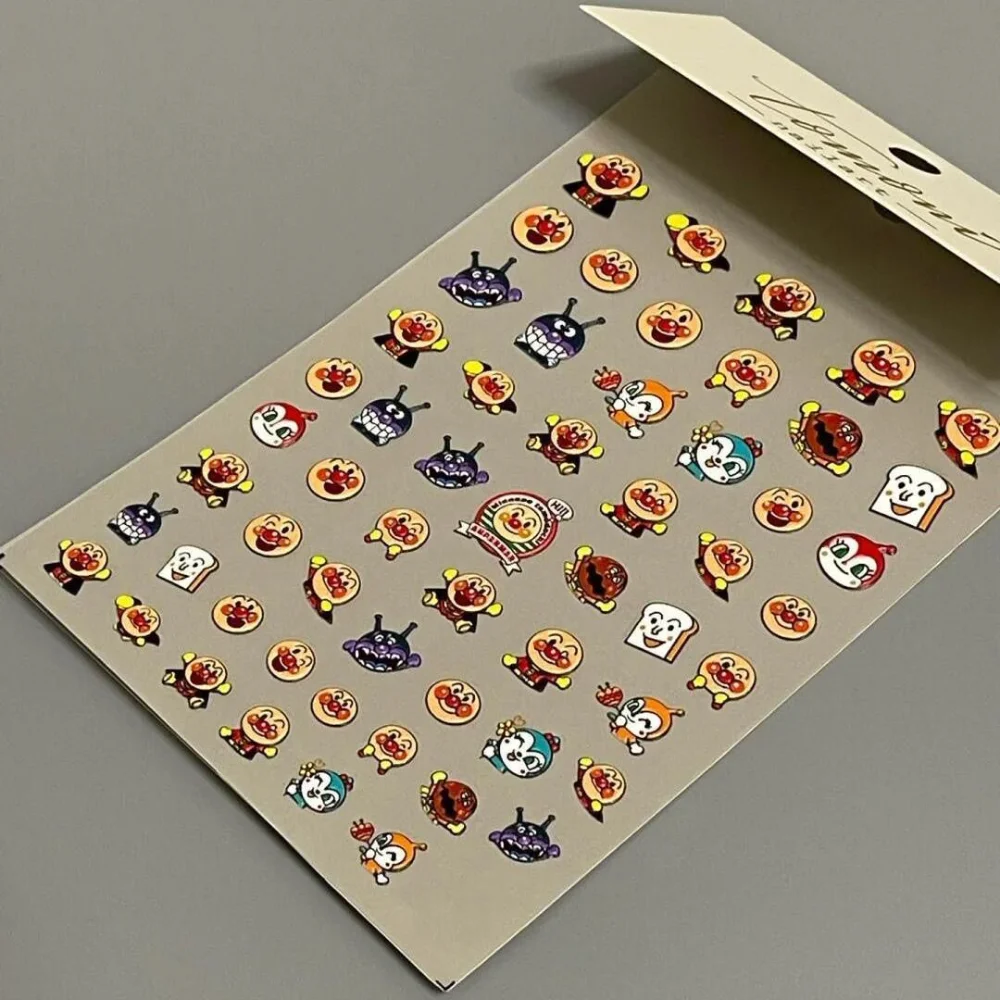 Kawaii Anime Anpanman Water Repellent Nail Stickers Cartoon Mobile Phone Water Cup Notebook Stickers Relief Decoration Gift