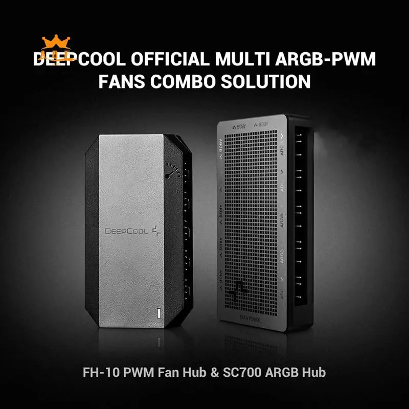 A08E-Deepcool SC700 A-RGB-концентратор вентилятора, 12-портовый 5-вольтовый 3-контактный концентратор вентилятора ARGB, магнитная объединительная плата, подходит для 3-контактного разъема 5 В, питание от SATA