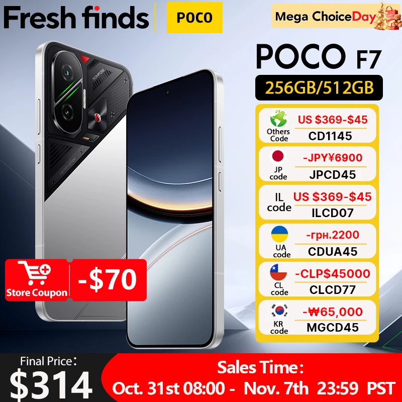Newest POCO F7 Smartphone 256GB 512GB Snapdragon® 8s Gen 4 6.83" 1.5K AMOLED Display 6500mAh lP68 NFC 50MP Main Camera With OlS