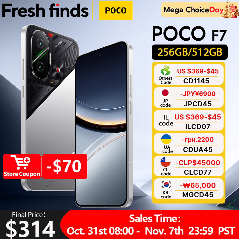  Newest POCO F7 Smartphone 256GB 512GB Snapdragon® 8s Gen 4 6.83" 1.5K AMOLED Display 6500mAh lP68 NFC 50MP Main Camera With OlS 
