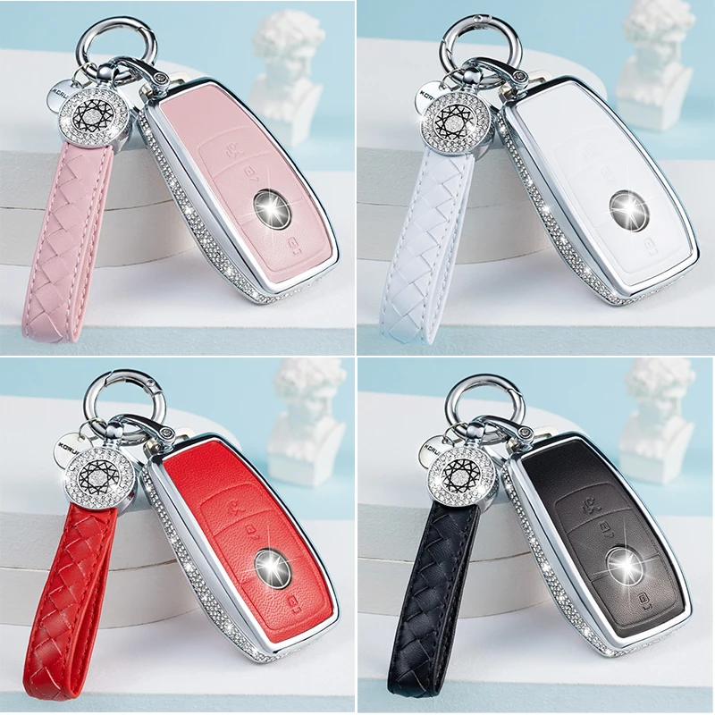 

New Arrivals Diamond Zinc Alloy Leather Car Key Case keychain For BBenz A B C E S Class E260 W205 W204 W176 CLA for wome