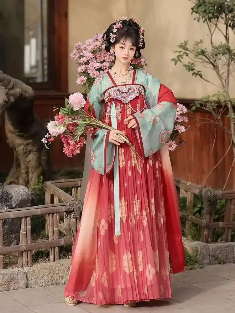 

Платье Ханьфу в стиле династии Тан: Элегантный костюм принцессы для выступлений в традиционном китайском стиле, женский костюм для косплея