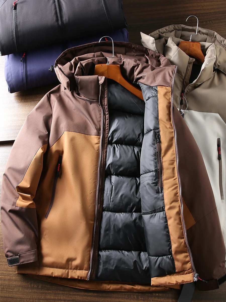 

Зимняя утепленная хлопковая куртка для улицы со съемным капюшоном, молодежная, модная, с комбинированным дизайном, теплая, однотонная, на молнии, повседневная