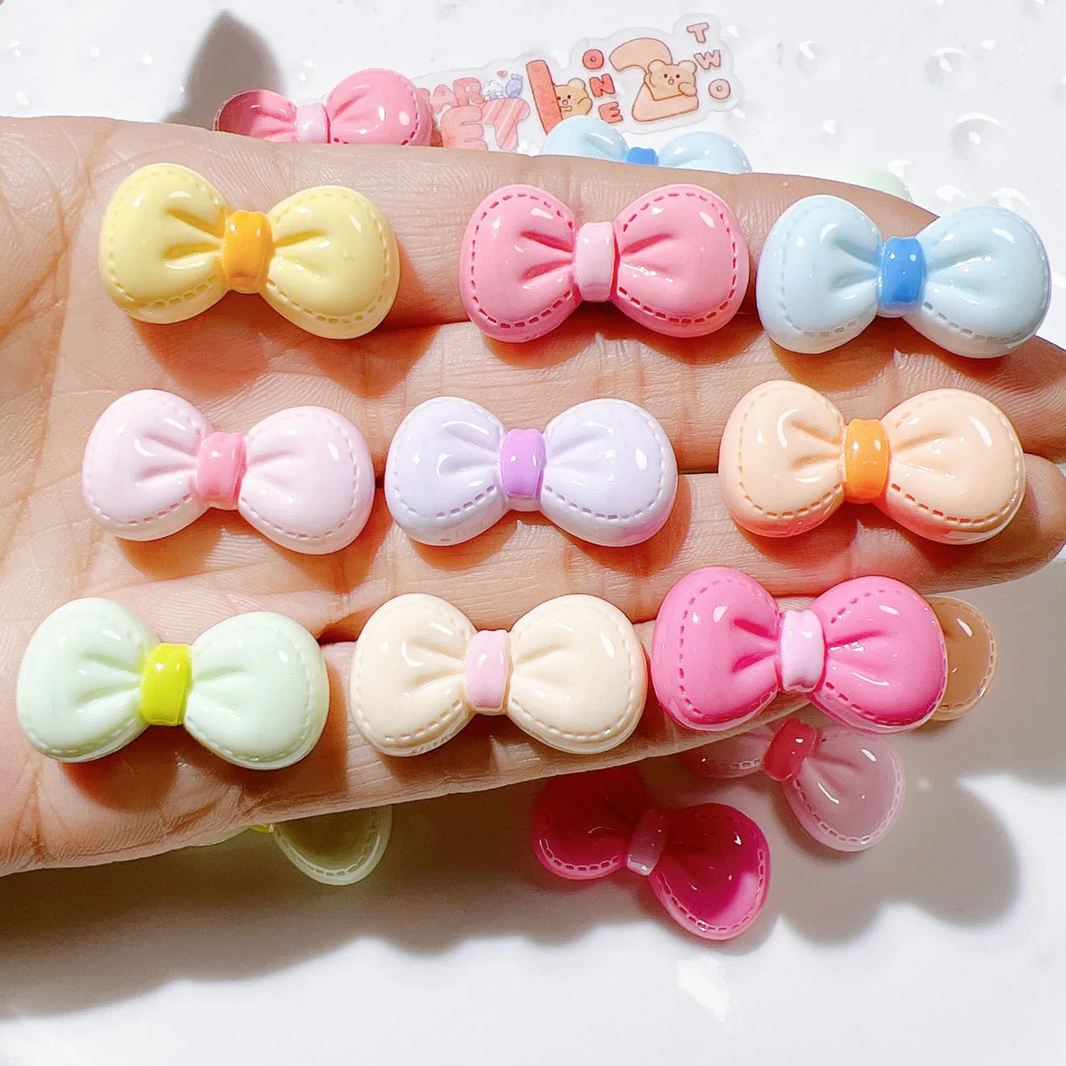 10pcs Cute Cartoon Kawaii Butterfly Bow Series Flat Back Resin DIY Scrapbooking Cabochons Embellishment Decoration Accessories