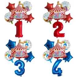 Red Circus Birthday Tent Balloons Set 30inch Foil Number Air Globos Animal Theme Party Children's Birthday Decorations Kids Toys