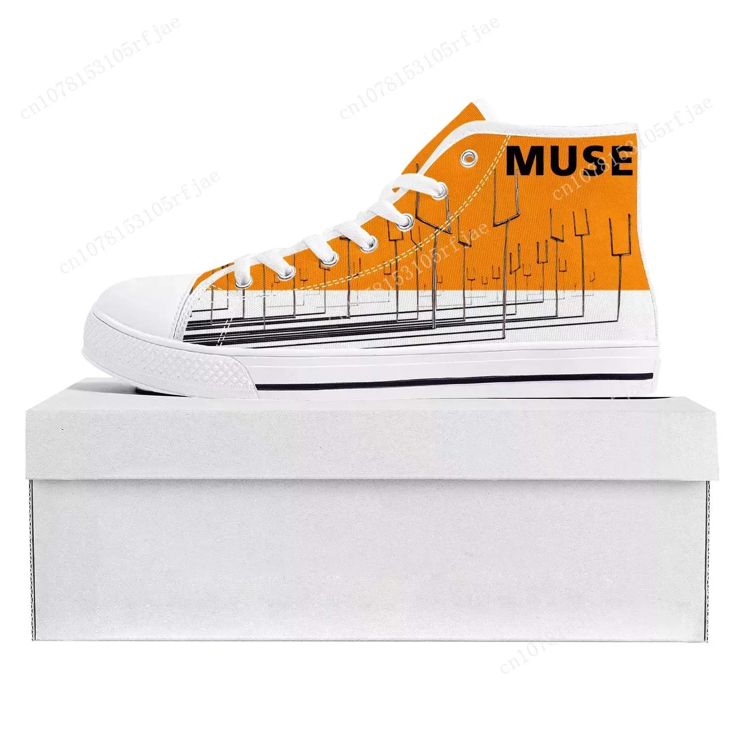 Muse Rock Band England High Top High Quality Sneakers Mens Womens Teenager Canvas Sneaker Casual Couple Shoes Custom Shoe White