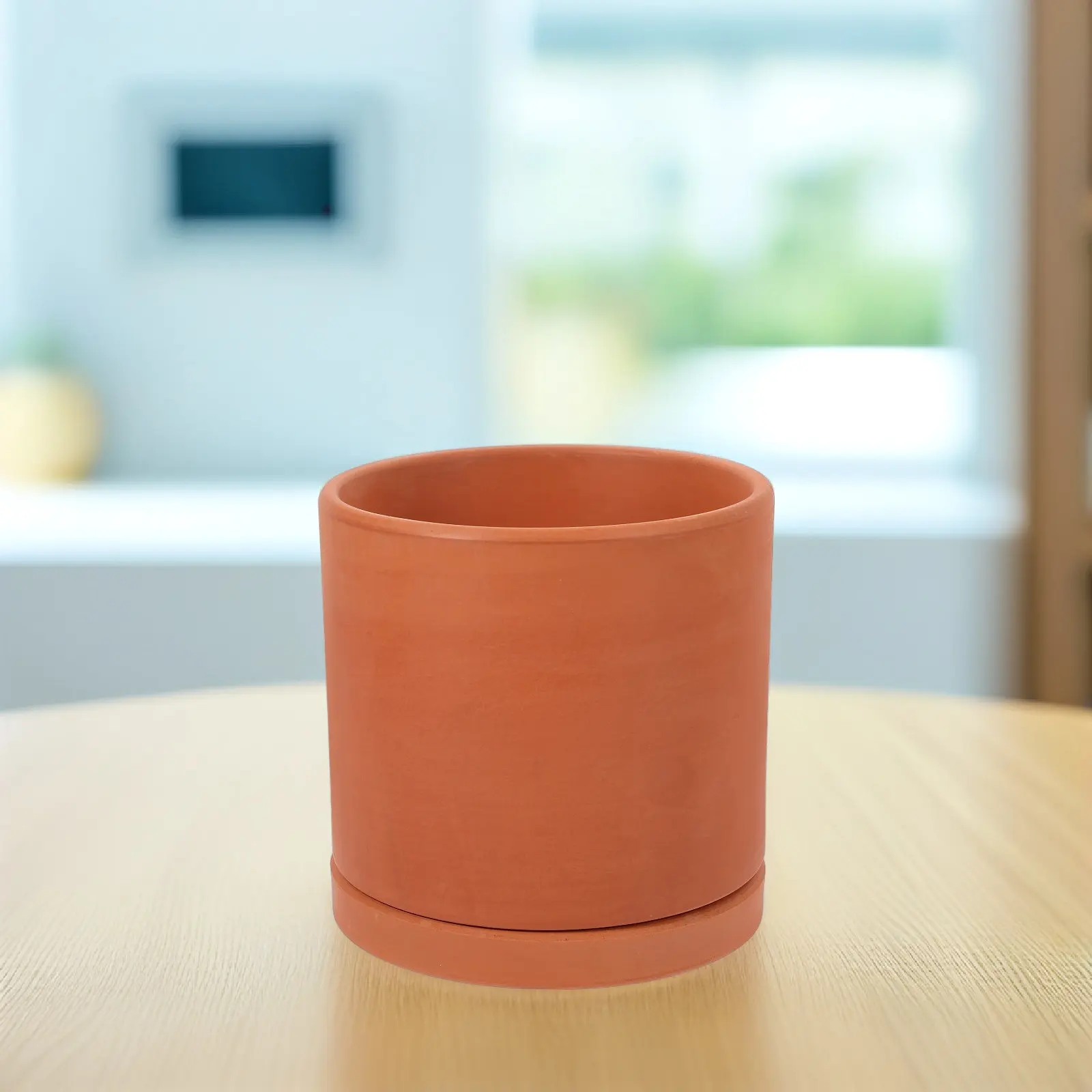 Red Terracotta Flower Pot Cylindrical Design Breathable Waterpermeable Succulent Plants Indoor Outdoor Decor Terracotta Pots
