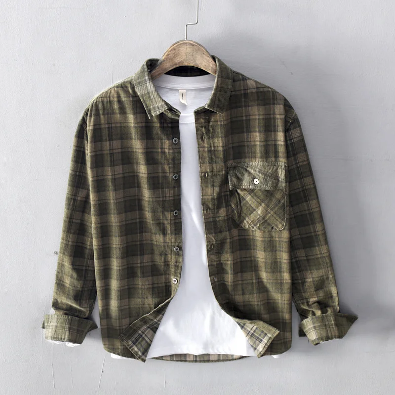 Men's 2025 Autumn New Style Youth Fashion Casual Breathable Comfortable Long Sleeve Loose Classic Checkered Shirt Top 512