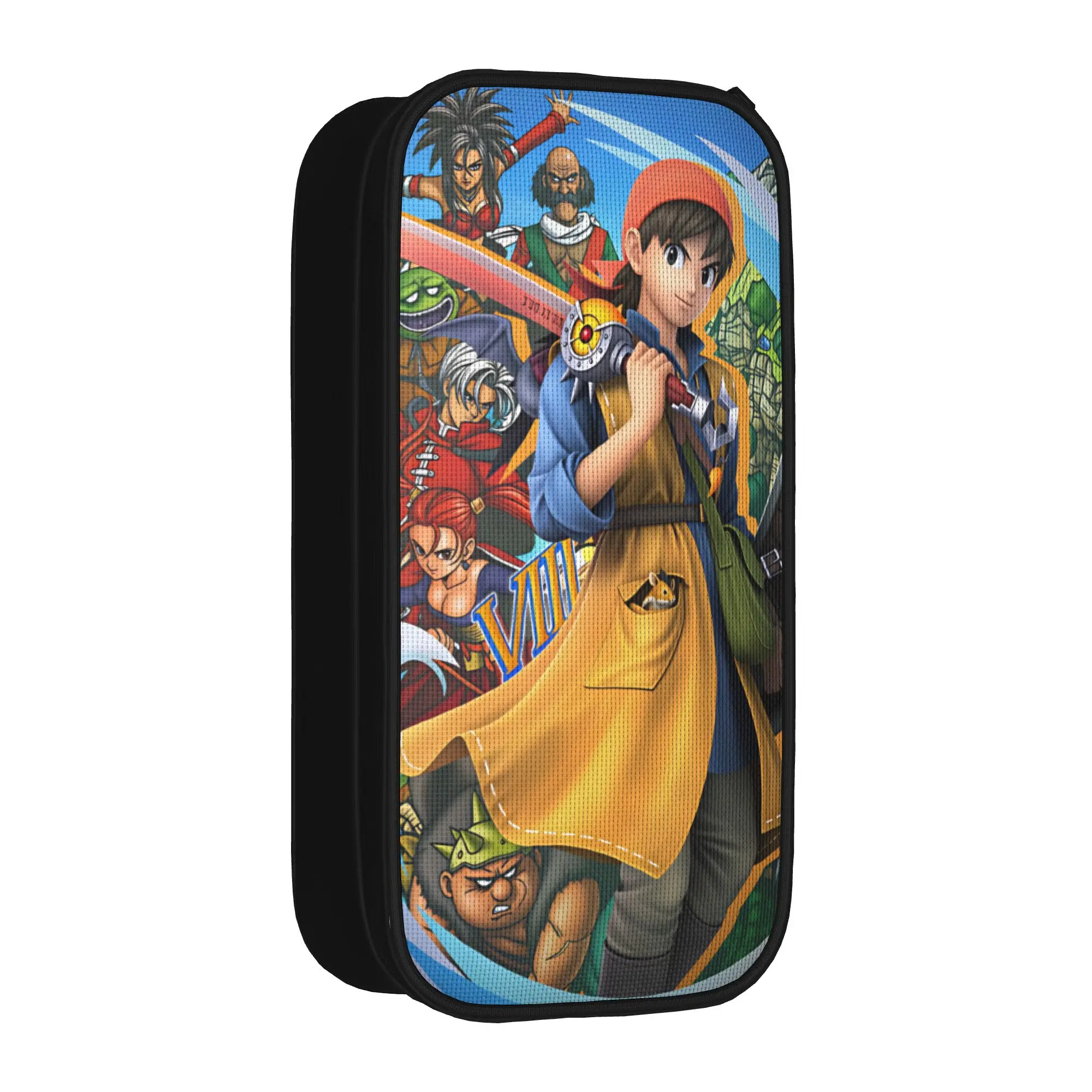Dragon Quest Slime  Pencil Case  Double Layer Pencil Pouch Girls Boys Retro Big School Pencil Cases Stationery